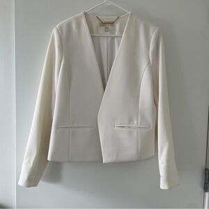 Michael Kors Cream Open-Front Blazer Jacket With Pockets